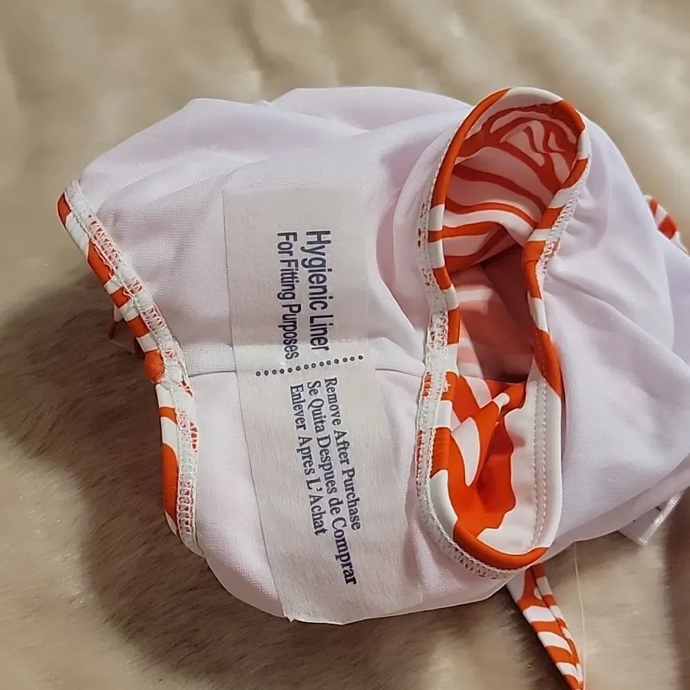 GYMBOREE ORANGE AND WHITE ZEBRA PRINT RUFFLED SWIMSUIT, SIZE 18-24 MONTHS - NEW!